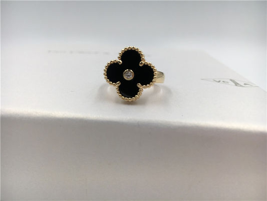 Qualité Cru rond Alhambra d'anneau d'or de diamant/onyx 18K pour épouser/fiançailles usine