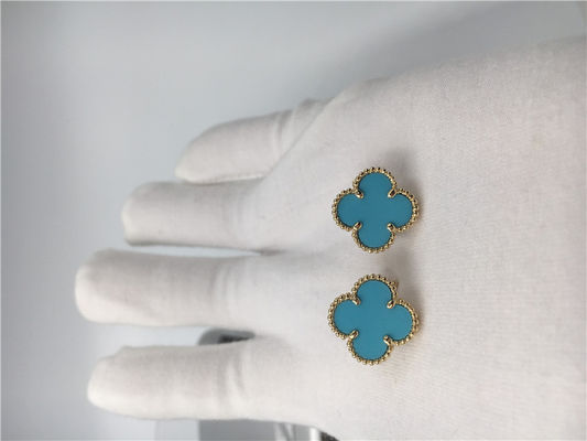 Qualité Or jaune de Van Cleef Arpels Sweet Alhambra Earstuds 18k avec la turquoise usine