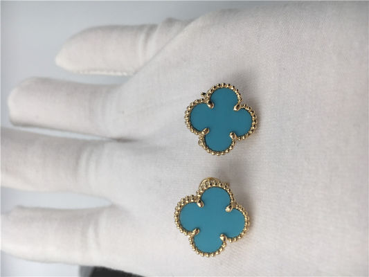 Qualité Or jaune de Van Cleef Arpels Sweet Alhambra Earstuds 18k avec la turquoise usine