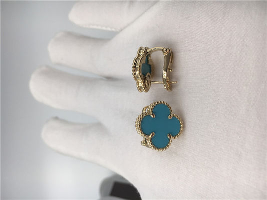 Qualité Or jaune de Van Cleef Arpels Sweet Alhambra Earstuds 18k avec la turquoise usine