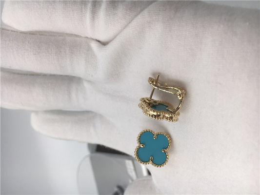 Qualité Or jaune de Van Cleef Arpels Sweet Alhambra Earstuds 18k avec la turquoise usine