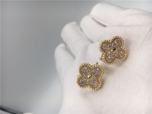 Qualité Boucles d'oreille rondes d'or du cru 18K de diamants faites main pour l'épouse/amie usine