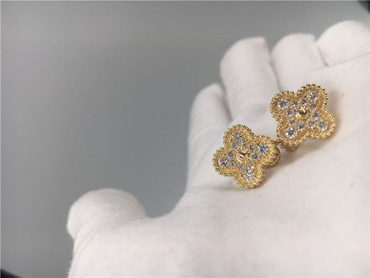 Qualité Boucles d'oreille rondes d'or du cru 18K de diamants faites main pour l'épouse/amie usine