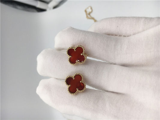 Qualité Or jaune doux des earstuds 18k de Van Cleef Arpels Alhambra avec la cornaline usine