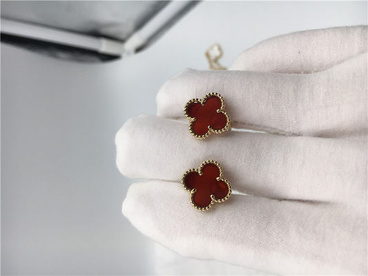 Qualité Or jaune doux des earstuds 18k de Van Cleef Arpels Alhambra avec la cornaline usine