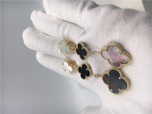 Qualité Or jaune magique des boucles d'oreille 18k de Van Cleef Arpels Alhambra avec la nacre blanche et grise usine