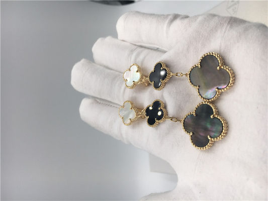 Qualité Or jaune magique des boucles d'oreille 18k de Van Cleef Arpels Alhambra avec la nacre blanche et grise usine