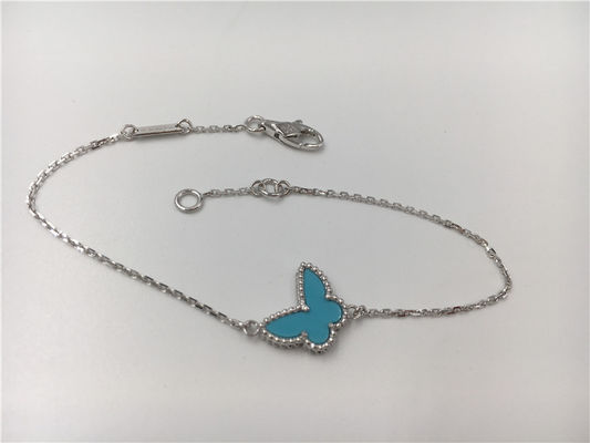 Qualité Aucune turquoise douce de bracelet de l'or 18K de diamant avec la pierre gemme de forme de papillon usine