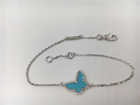 Qualité Aucune turquoise douce de bracelet de l'or 18K de diamant avec la pierre gemme de forme de papillon usine