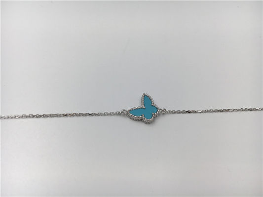 Qualité Aucune turquoise douce de bracelet de l'or 18K de diamant avec la pierre gemme de forme de papillon usine