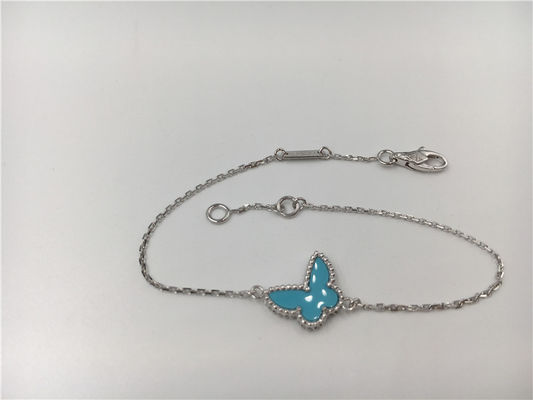 Qualité Aucune turquoise douce de bracelet de l'or 18K de diamant avec la pierre gemme de forme de papillon usine