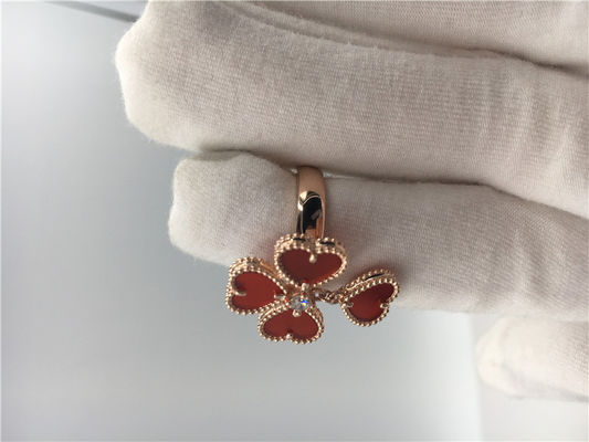 Qualité 18k Rose Gold Van Cleef et Arpels fleurissent l'anneau avec la cornaline/diamant rond usine