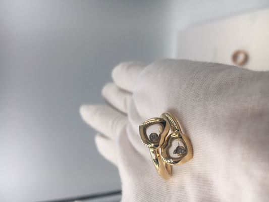 Qualité Les courbes heureuses de Chopard d'engagement de cru sonnent l'or 18k jaune avec le diamant usine