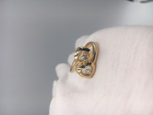 Qualité Les courbes heureuses de Chopard d'engagement de cru sonnent l'or 18k jaune avec le diamant usine