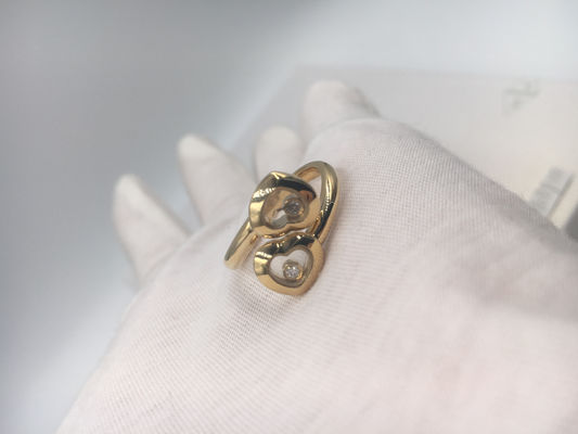 Qualité Les courbes heureuses de Chopard d'engagement de cru sonnent l'or 18k jaune avec le diamant usine