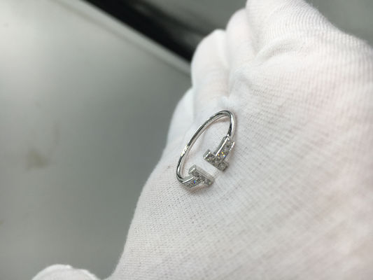 Qualité Fil Ring With Round Brilliant Diamonds, bagues de fiançailles de T pour l'or blanc de femmes usine