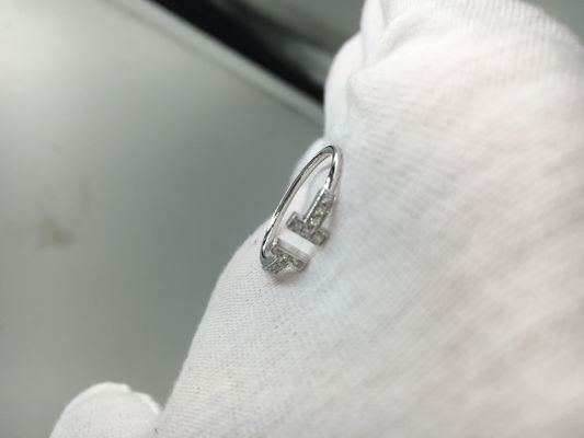 Qualité Fil Ring With Round Brilliant Diamonds, bagues de fiançailles de T pour l'or blanc de femmes usine