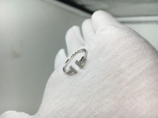 Qualité Fil Ring With Round Brilliant Diamonds, bagues de fiançailles de T pour l'or blanc de femmes usine