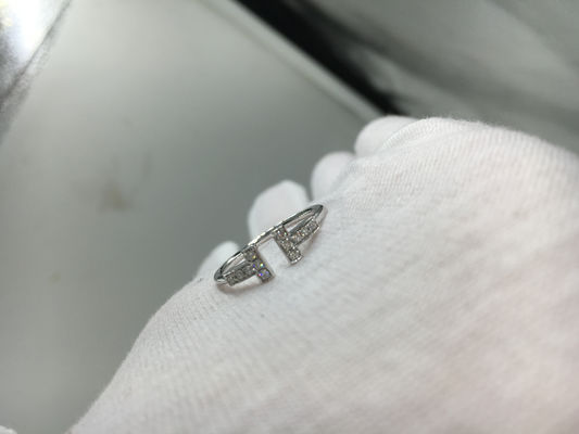 Qualité Fil Ring With Round Brilliant Diamonds, bagues de fiançailles de T pour l'or blanc de femmes usine