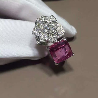 Qualité l'anneau G34UU600 de fleur de Piaget Rose de l'or 18K blanc avec le coussin - coupez le Tourmaline rose usine