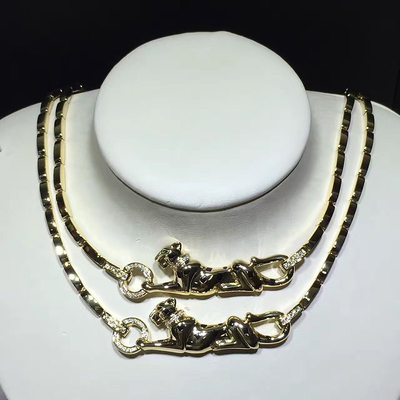 collier fait sur commande à extrémité élevé de panthère de bijoux de l'or 18K jaune avec des diamants/laque