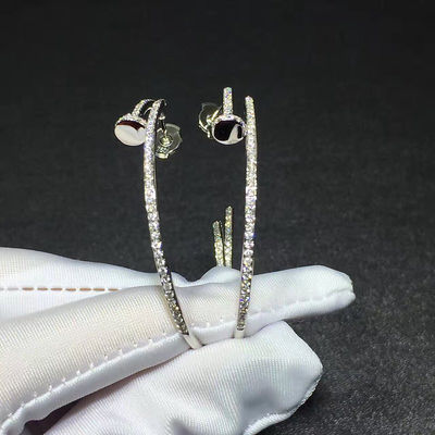 Qualité Boucle d'oreille de l'ONU Clou de Juste de pierre gemme ne cloue pas l'or blanc de la forme 18K avec des diamants usine
