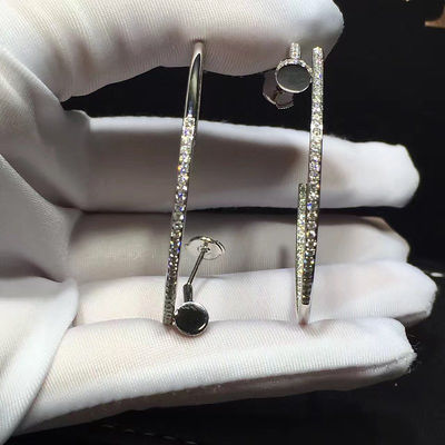 Qualité Boucle d'oreille de l'ONU Clou de Juste de pierre gemme ne cloue pas l'or blanc de la forme 18K avec des diamants usine