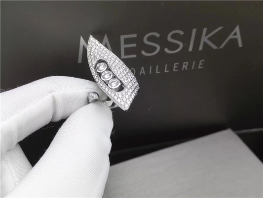 Qualité bagues à diamant de l'or 18K blanc, bagues de fiançailles du mariage des femmes avec la conception de klaxon usine