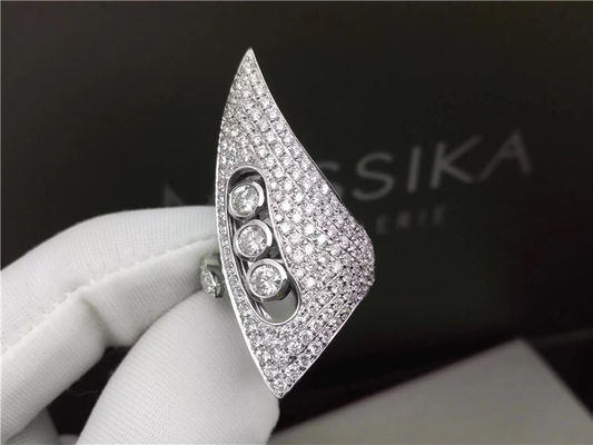 Qualité bagues à diamant de l'or 18K blanc, bagues de fiançailles du mariage des femmes avec la conception de klaxon usine