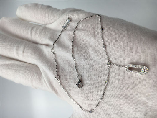 Qualité Conception simple élégante de bracelets de cheville de l'or 18K blanc avec un diamant mobile usine