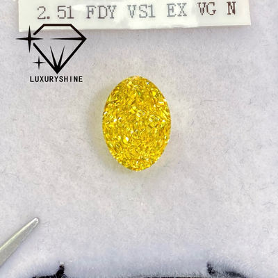Qualité LuxuryShine VVS-VS Diamant de laboratoire Fancy Yellow/Light Yellow/Fancy Intense/Vivid Yellow 1CT 2CT 3CT 4CT 5CT Taille Ovale Excellent Avec Certificat & Bijoux Personnalisés usine