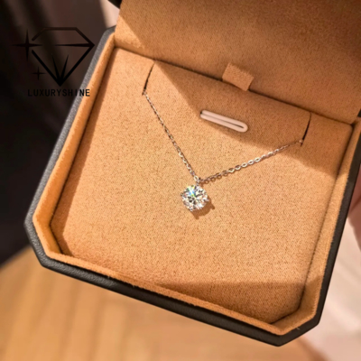 Collier Diamant Rond de Laboratoire LuxuryShine, Clarté VVS2/VS1, Couleur D-F, Or Massif 18K, Bijou Personnalisé avec Certificat IGI