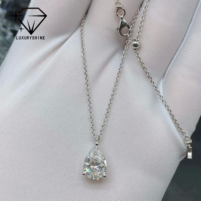 Collier diamant poire de laboratoire or 18 carats clarté VVS-VS