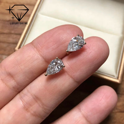 Qualité Boucles d'oreilles à clous en or 18 carats avec diamant de laboratoire taille poire, pureté VVS-VS usine