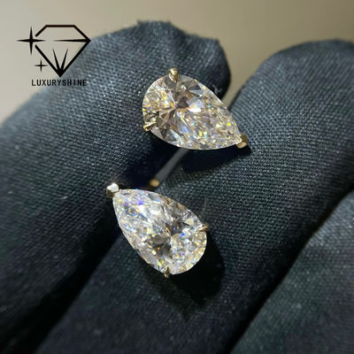 Qualité Boucles d'oreilles à clous en or 18 carats avec diamant de laboratoire taille poire, pureté VVS-VS usine