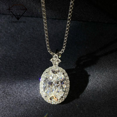 Qualité Pendentif ovale en or 18 carats avec diamant de laboratoire VVS1-VS1 0,3-3,0 ct usine