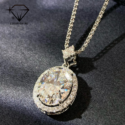 Pendentif ovale en or 18 carats avec diamant de laboratoire VVS1-VS1 0,3-3,0 ct