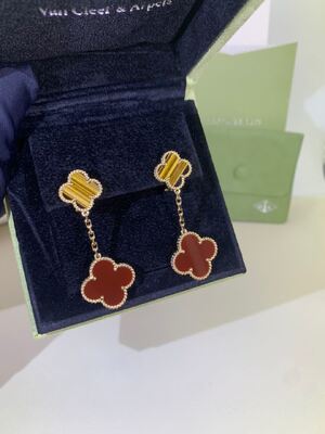 VCARP2R200 Alhambra Earrings magique 2 motifs 18K Rose Gold Diamond