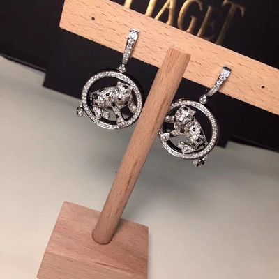 Qualité Émeraudes Jade Onyx d'or blanc de PanthèRe De de bijoux de boucles d'oreille d'or des diamants 18K usine