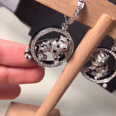 Qualité Émeraudes Jade Onyx d'or blanc de PanthèRe De de bijoux de boucles d'oreille d'or des diamants 18K usine