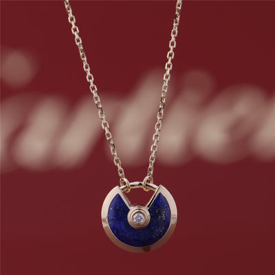 Qualité Diamant de Yellow Gold Amulette De Necklace With Lapis Lazuli de modèle de Xs usine