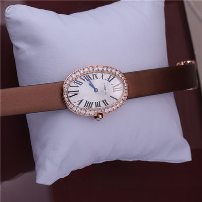 Qualité Montre d'or de luxe de marque 18K Rose Gold Women Watch avec Diamond Leather Belt usine