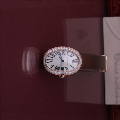 Qualité Montre d'or de luxe de marque 18K Rose Gold Women Watch avec Diamond Leather Belt usine