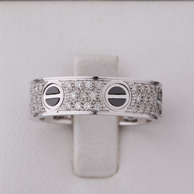 Qualité DIAMANTS BLANCS EN CÉRAMIQUE de l'OR 18K classiques de RING Full DIAMOND-PAVED d'AMOUR usine