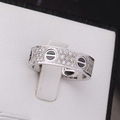 Qualité DIAMANTS BLANCS EN CÉRAMIQUE de l'OR 18K classiques de RING Full DIAMOND-PAVED d'AMOUR usine