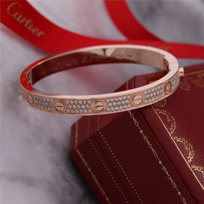 Plein plein de bracelet d'amour de Diamond Love Bangle Classic Jewelry Diamant-pavé en or 18K rose