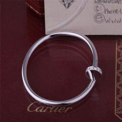Qualité BRACELET de l'ONU CLOU de JUSTE dans le bracelet de clou d'OR BLANC de 18 carats avec des DIAMANTS sur le dessus et l'extrémité usine