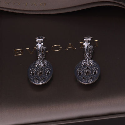 Qualité Les boucles d'oreille de luxe de Serpenti de marque d'or dans l'ensemble de l'or 18K blanc avec Emerald Eyes et avec des diamants de pavé serpentent la tête usine
