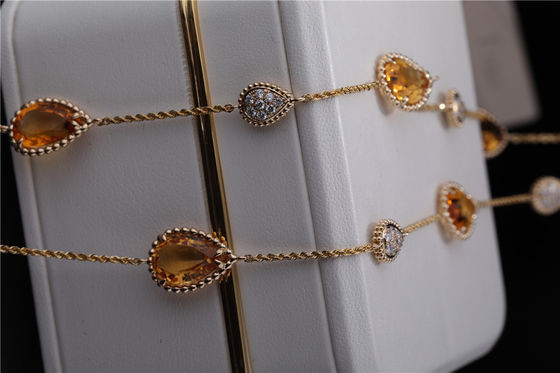Qualité Motifs du collier 16 de Boheme d'or de bijoux de vrai d'or serpent de luxe de reproduction longs avec des diamants et la référence JCL01018 de Citrins usine