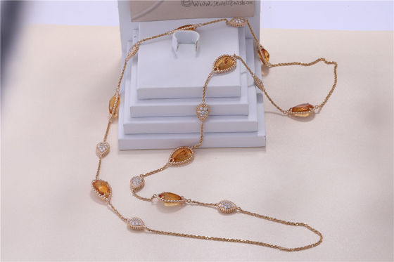 Qualité Motifs du collier 16 de Boheme d'or de bijoux de vrai d'or serpent de luxe de reproduction longs avec des diamants et la référence JCL01018 de Citrins usine